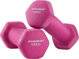 SONGMICS Dumbbell Weights with Vinyl Coating, All-purpose Home Gym Fitness, Waterproof and Non-Slip with Matte Finish, Dumbbells Set 0.5 kg (pair), Pink, SYL61PK - View 2