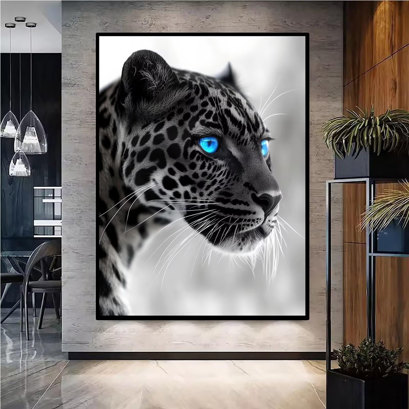 Diamond Painting Kit Completo, Diamond Painting Leopardo, 5D Quadrato Pittura Diamante Kit Manualidades Adultos DIY Diamantini Crystal Art Disegni Ricamo Punto Croce Artigianale, 60x90cm Africa j0-852