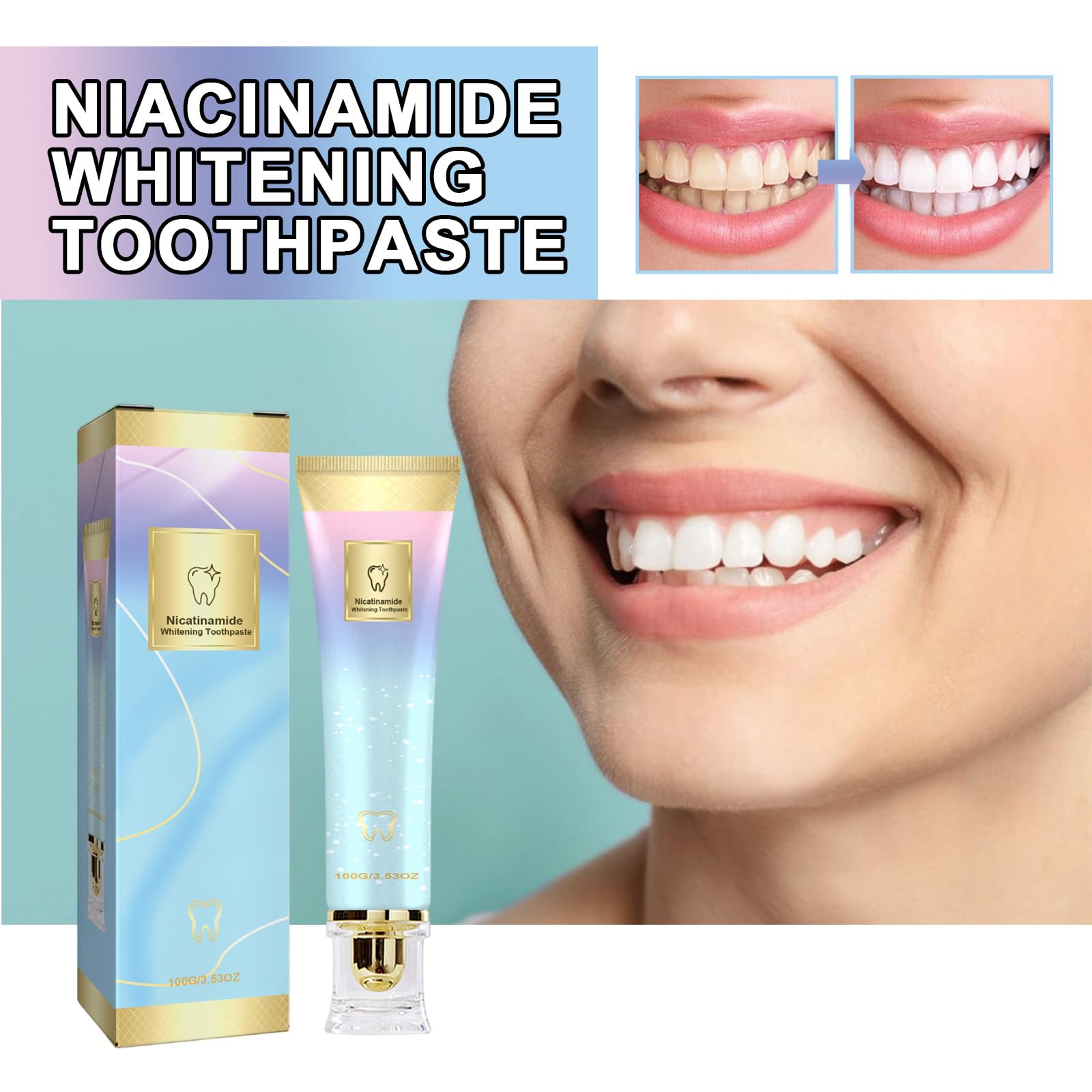 Dentifrice blanchissant à la niacinamide, haleine fraîche (5PCS)