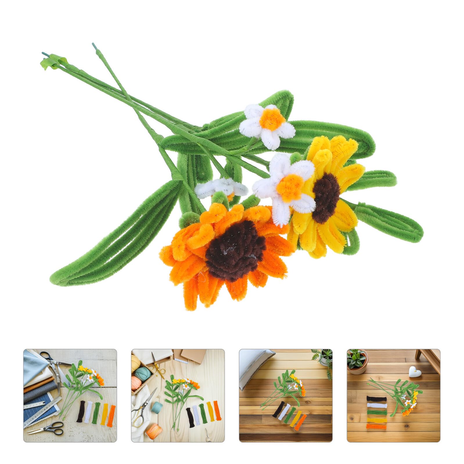 Set di Scovolini Floreali Gialli 1 Scatola per Lavoretti Artigianali | Filo Modellabile e Ciniglia, per Lezioni Creative e Attività di Gruppo, Formato Portatile