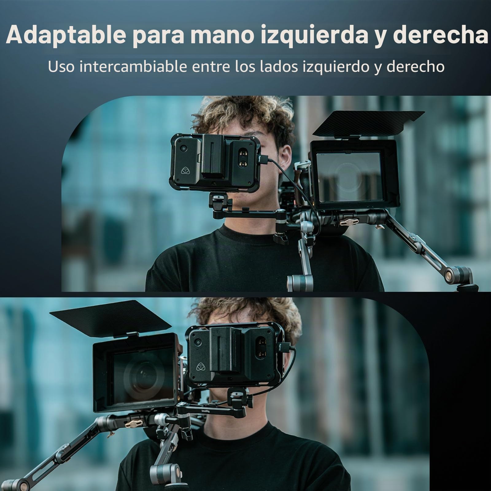 SMALLRIG Brazo Mágico con Cabeza Esférica 360° y Amortiguación - Soporte para Monitor en Hombro/Trípode, Organizador de Cables, Carga 2kg (4.4lb), Largo 145mm (5.7") - 5141