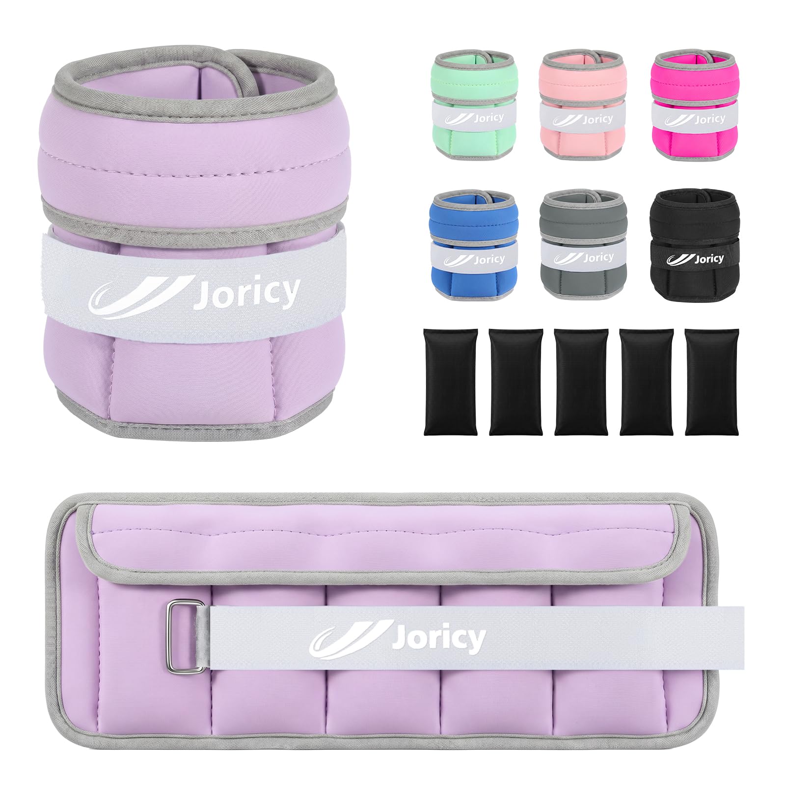 Adjustable Ankle Weights for Women Men Kids, 1–3kg Pair Leg/Wrist/Arm Weight Straps with Removable Weight for Yoga Walking Running Gymnastics Aerobics Physical Therapy, Purple