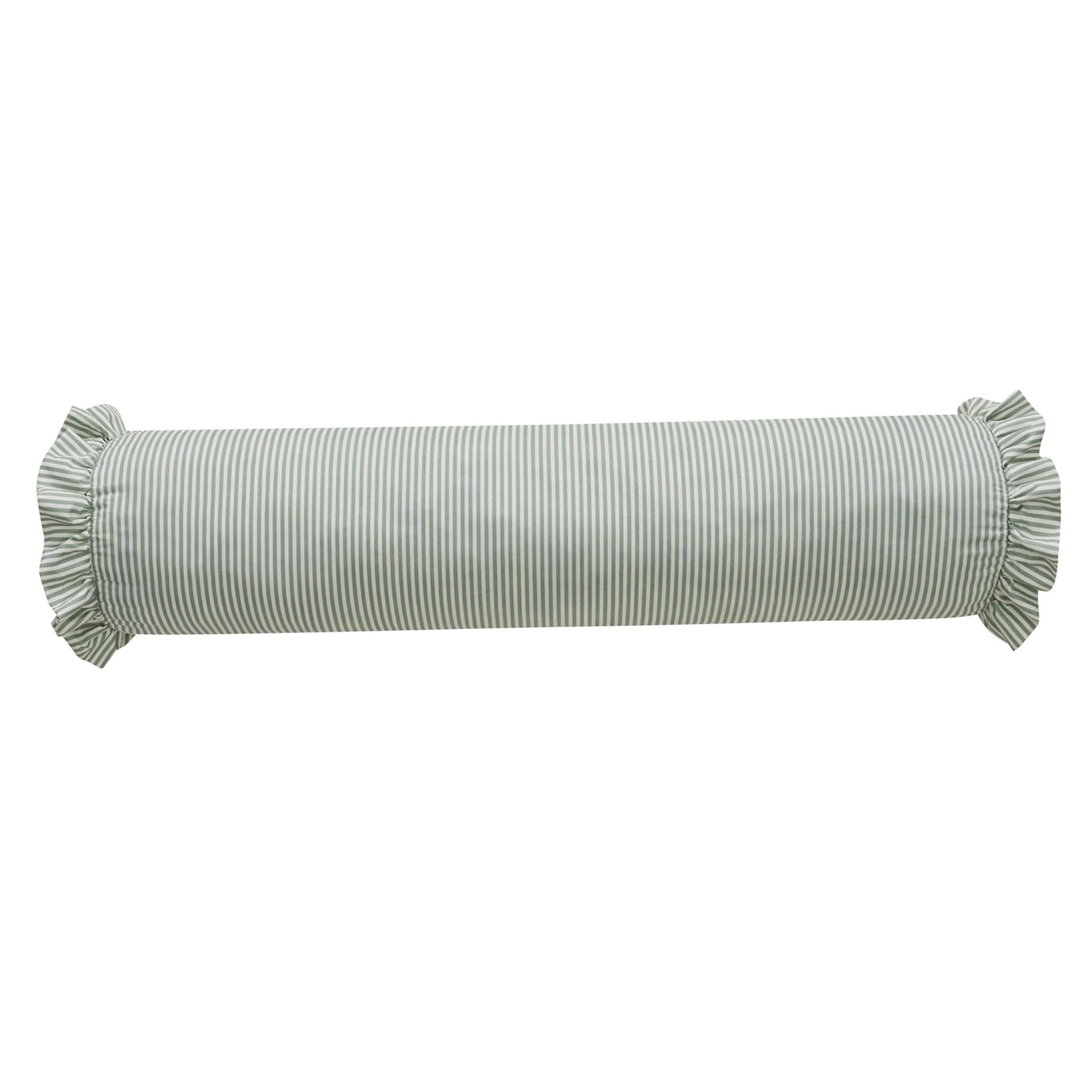 Coussin cylindrique pour la nuque à rayures vertes 20x91 cm