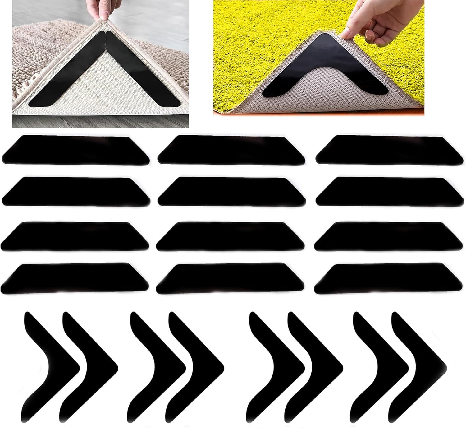 20 Pcs Rug Grippers，AntiSlip Rug Stickers Pad，Carpet Corner Gripper