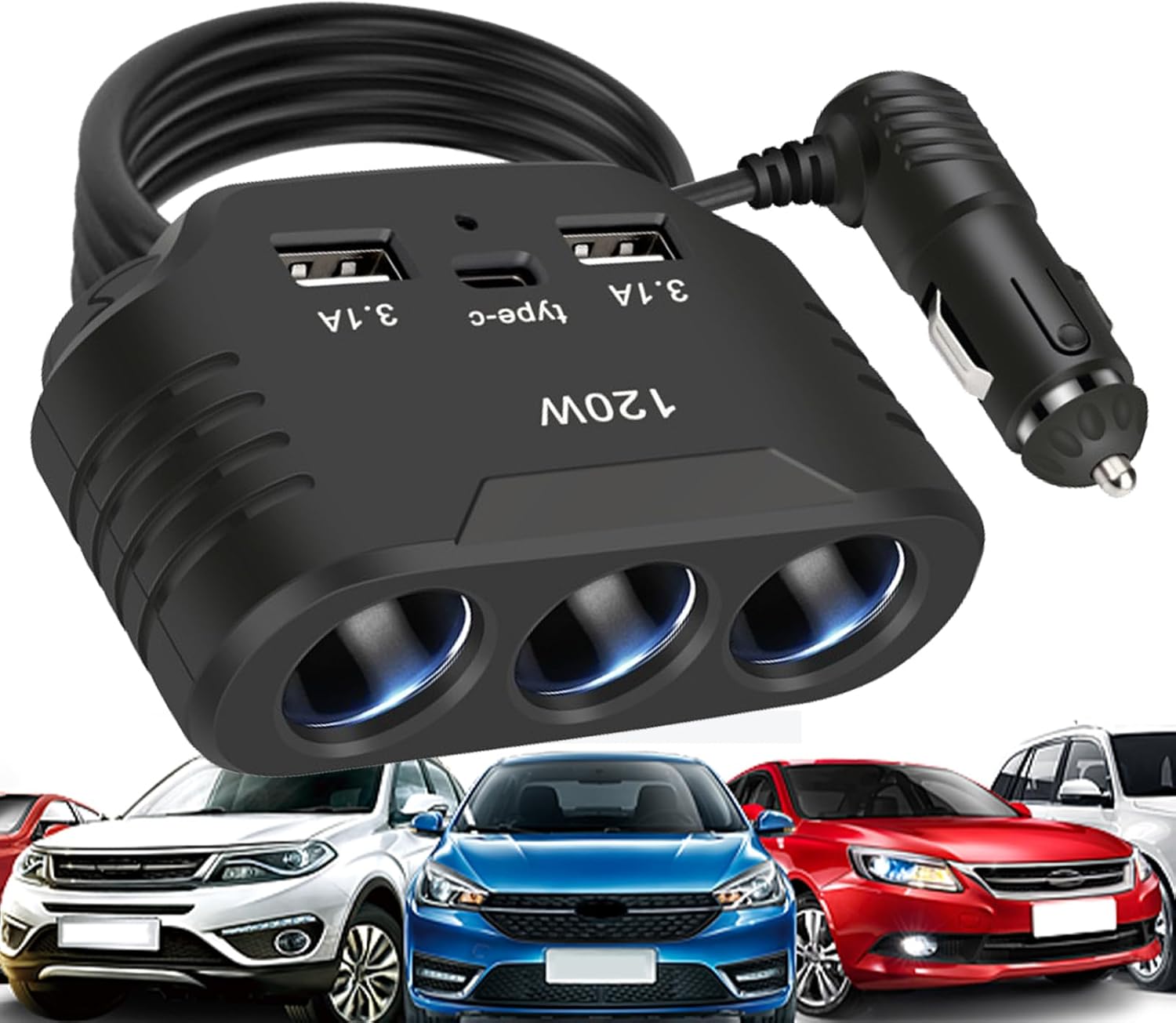Adattatore per caricabatterie da auto – ricarica rapida per dispositivi mobili | Porta USB intelligente con compatibilità con veicoli, adattatore auto per camion, SUV, berlina, viaggi