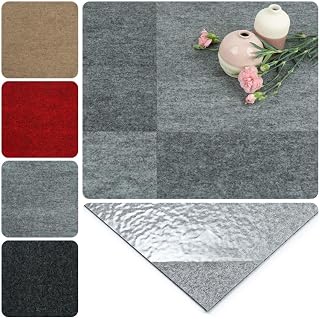 Teppichfliesen 40x40 cm selbstklebend Teppichboden | Nadelvlies Nadelfilz Grau, 1 Fliese