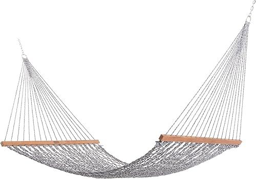 Miniatura 5 de Nags Head Hammocks Hamaca de cuerda de cuerda de tweed de avena verde con cadenas de extensión gratis y ganchos para árboles, hecha a mano en los