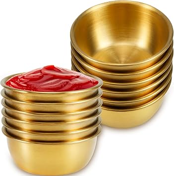12 Pcs Mini Sauce Cups, Stainless Steel Condiment Cups, Golden, 60ml
