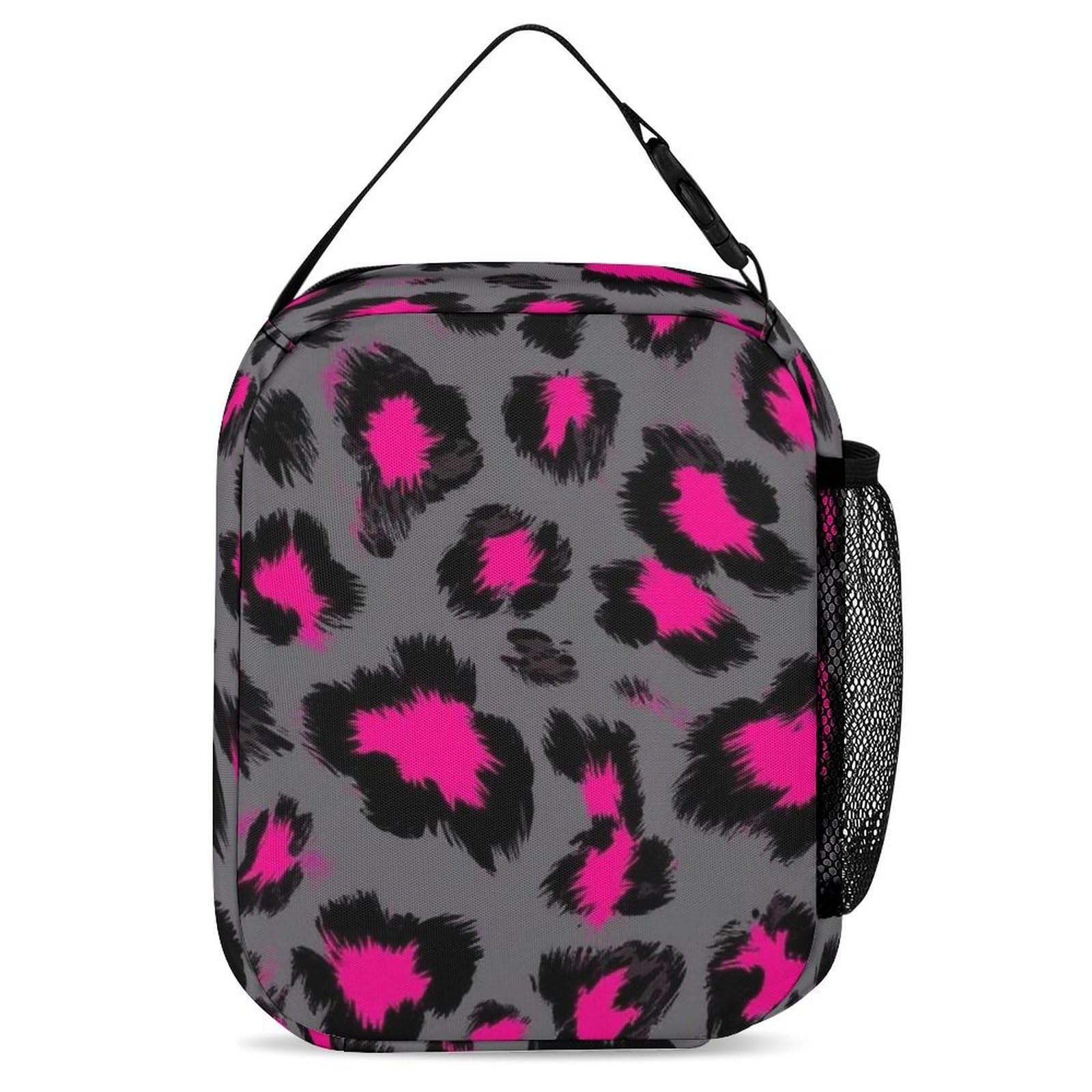 Sac à dos léger avec boîte à lunch, trousse de maquillage et rangements (Rose luxueux, Gris foncé, L)