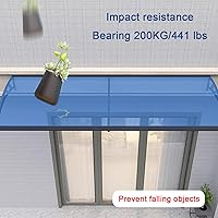 Vista 3 de Cubierta de policarbonato curvada azul, cubierta de aleación de aluminio, refugio de lluvia para ventana del hogar, toldo de ventana de puerta