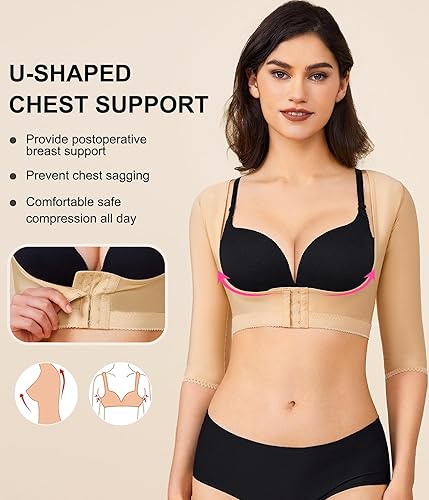 Miniatura 5 de BRABIC Mangas de compresión para la parte superior del brazo, moldeador postquirúrgico, más delgado, corrector de postura, fajas para mujer