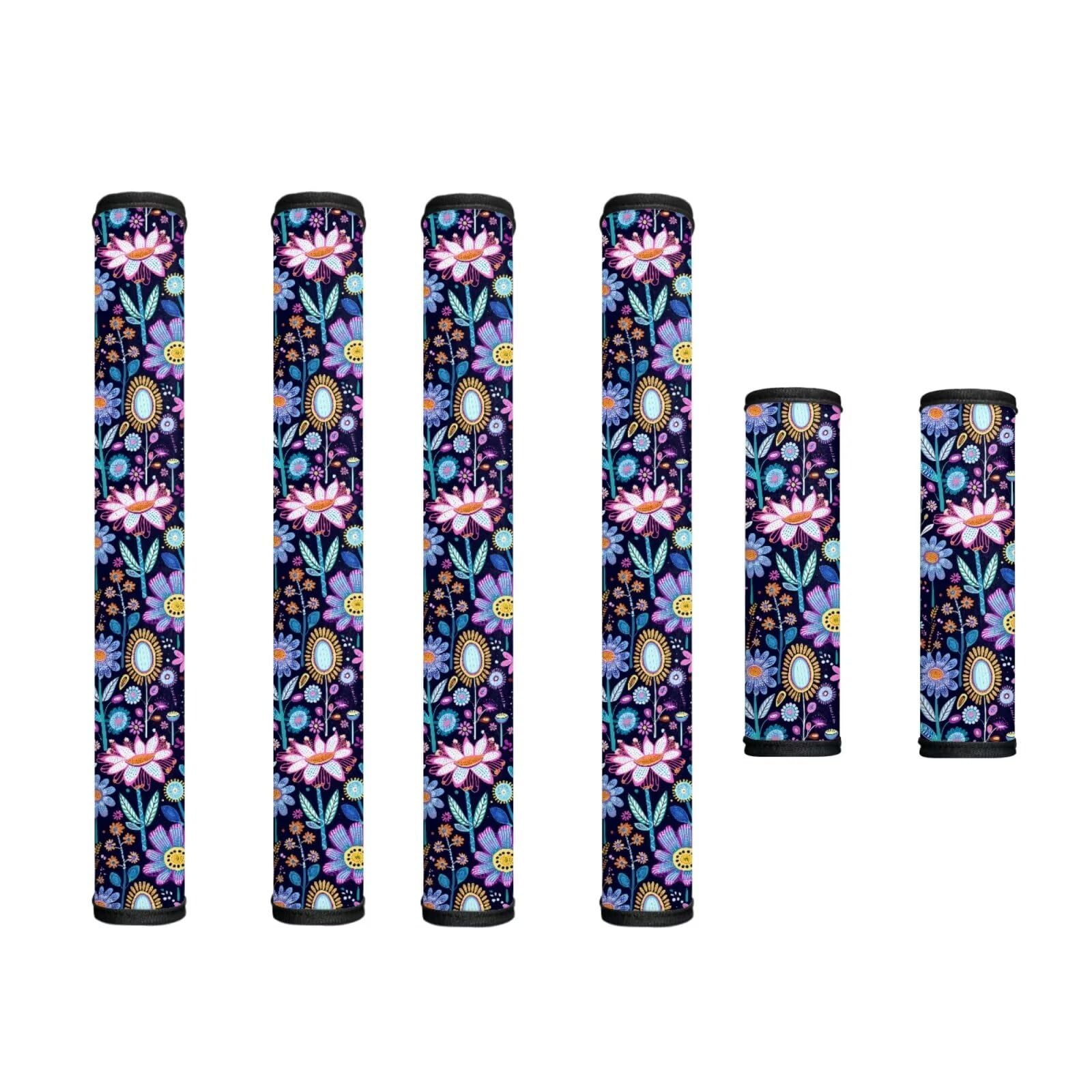 6 PCS Refrigerator Door Handle Covers Kitchen Electrical Appliances Handle Protector Easy Installation Keep Off Stains Dust Fingerprint Smudges, Hippie Flower Lotus Blue