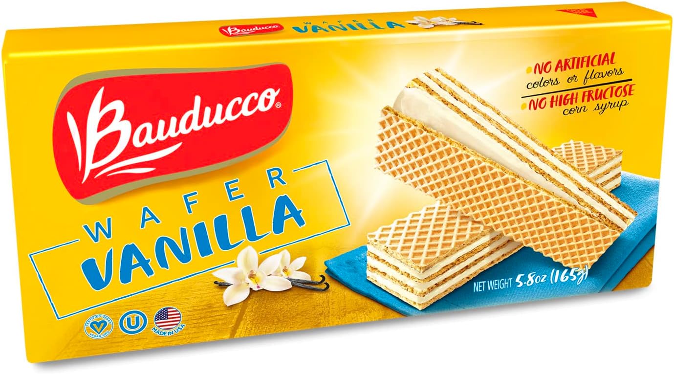 Bauducco Vanilla Wafers - Crispy Wafer Cookies With 3 Delicious, Indulgent, Decadent Layers of Vanilla Flavored Cream - Delicious Sweet Snack or Desert - 5.82oz (Pack of 1)