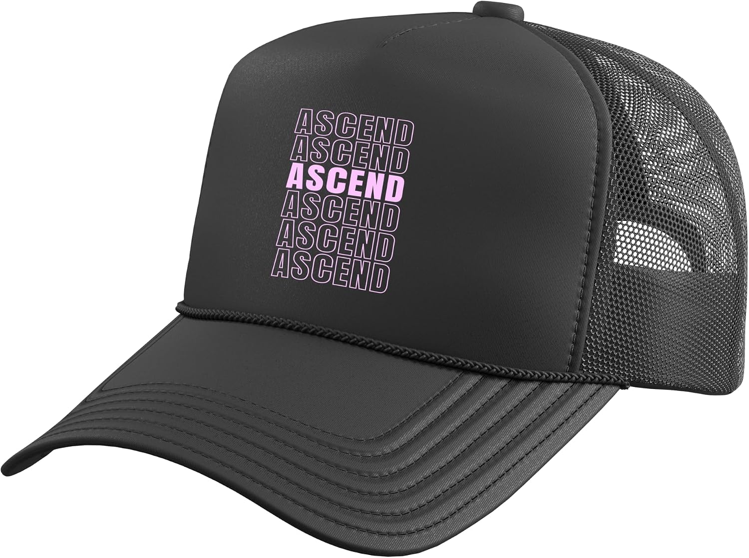 Mens Women Light Pink Ascend-Grid Light Pink Graphic Trucker Hat with Adjustable Mesh Back