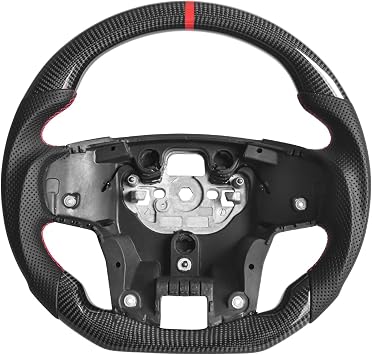 Real Carbon Fiber Steering Wheel for Ford Everest 2016-2018, D-shaped Flat-bottom Perforated Leather Grip