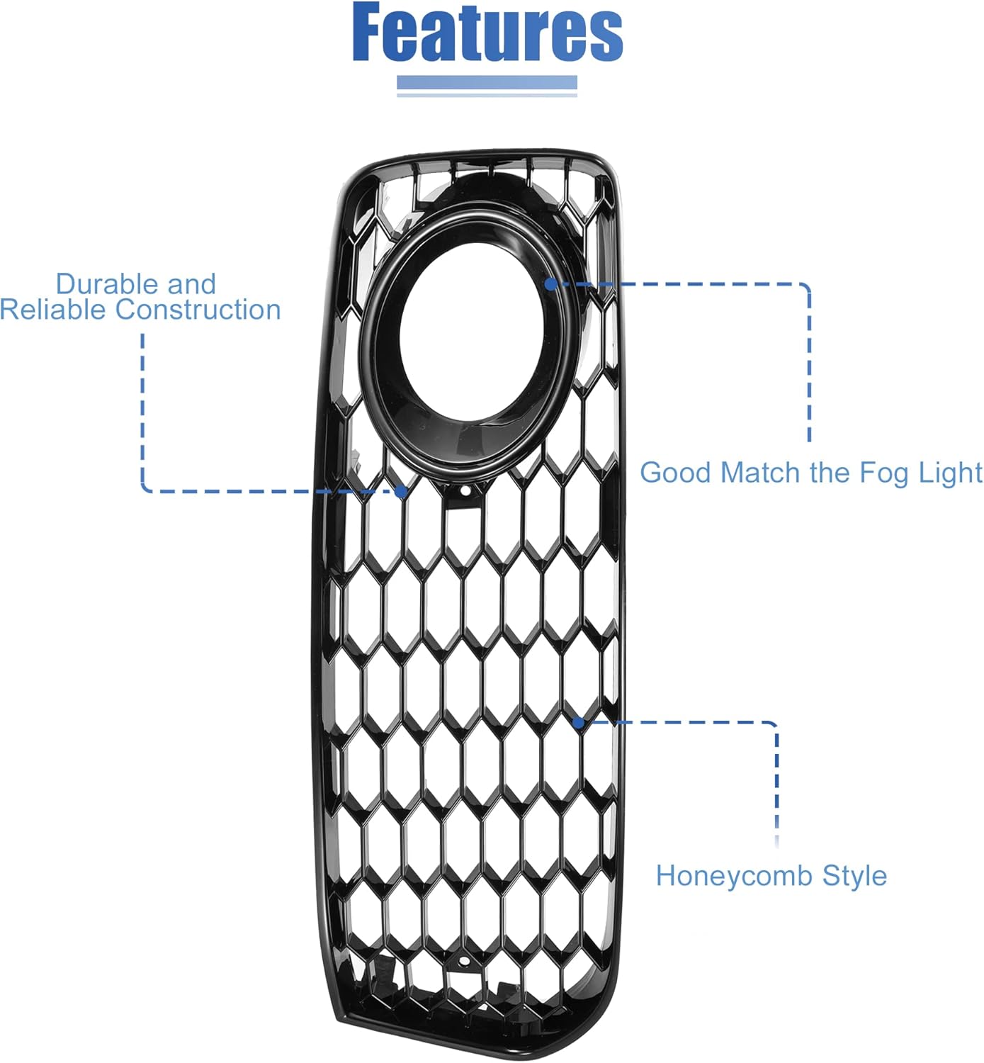 X AUTOHAUX Pair Front Fog Light Mesh Grille Honeycomb Type Grill Cover for Audi A5 S-Line 08-12 8T0807681B 8T0807682D