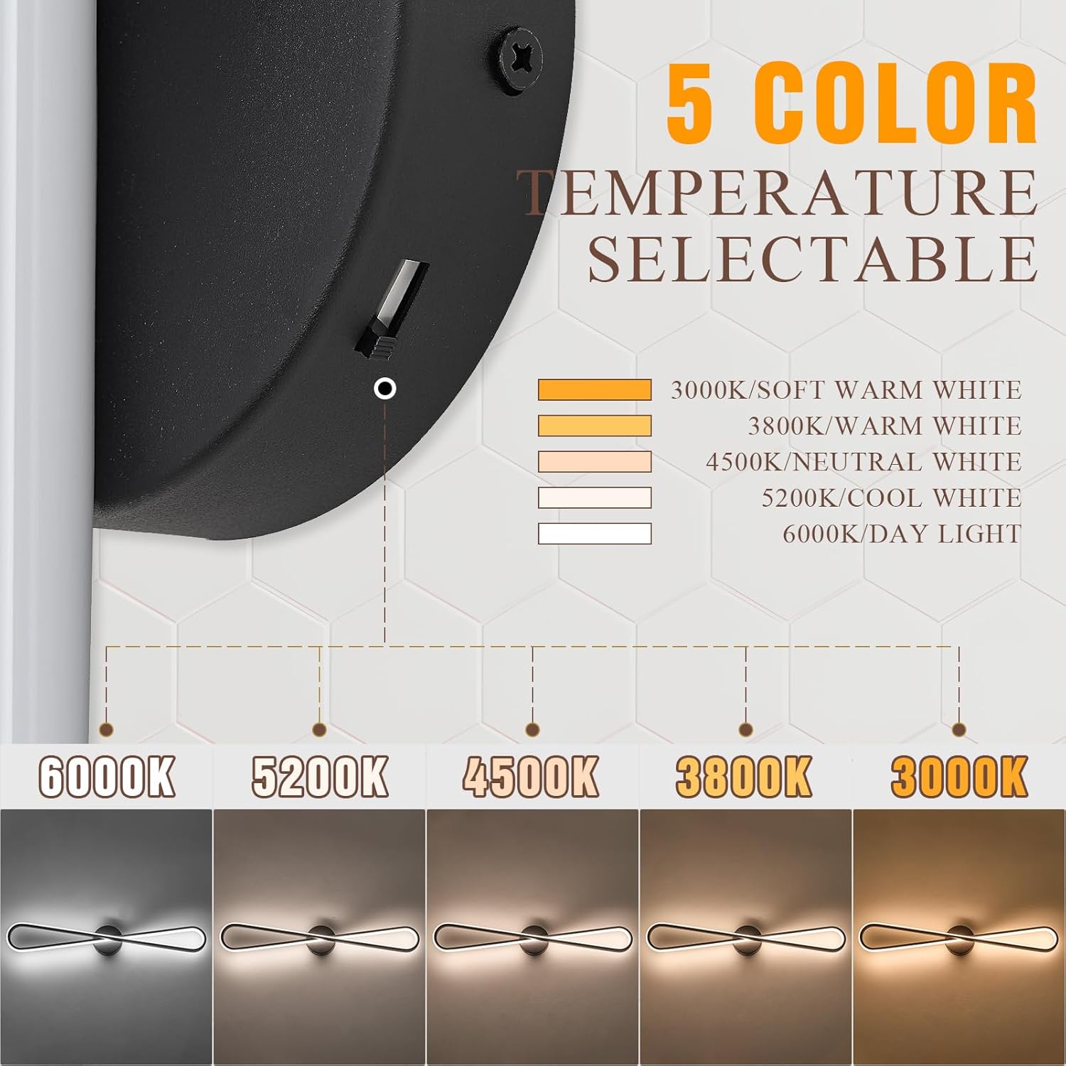 VitaLink Black Vanity Lights Modern Led Hardwired Wall Mount Light for Bathroom 31.5" LED Bar Wall Lamp Over Bathoom Vanity Mirror Dimmable Bathroom Lighting Fixture