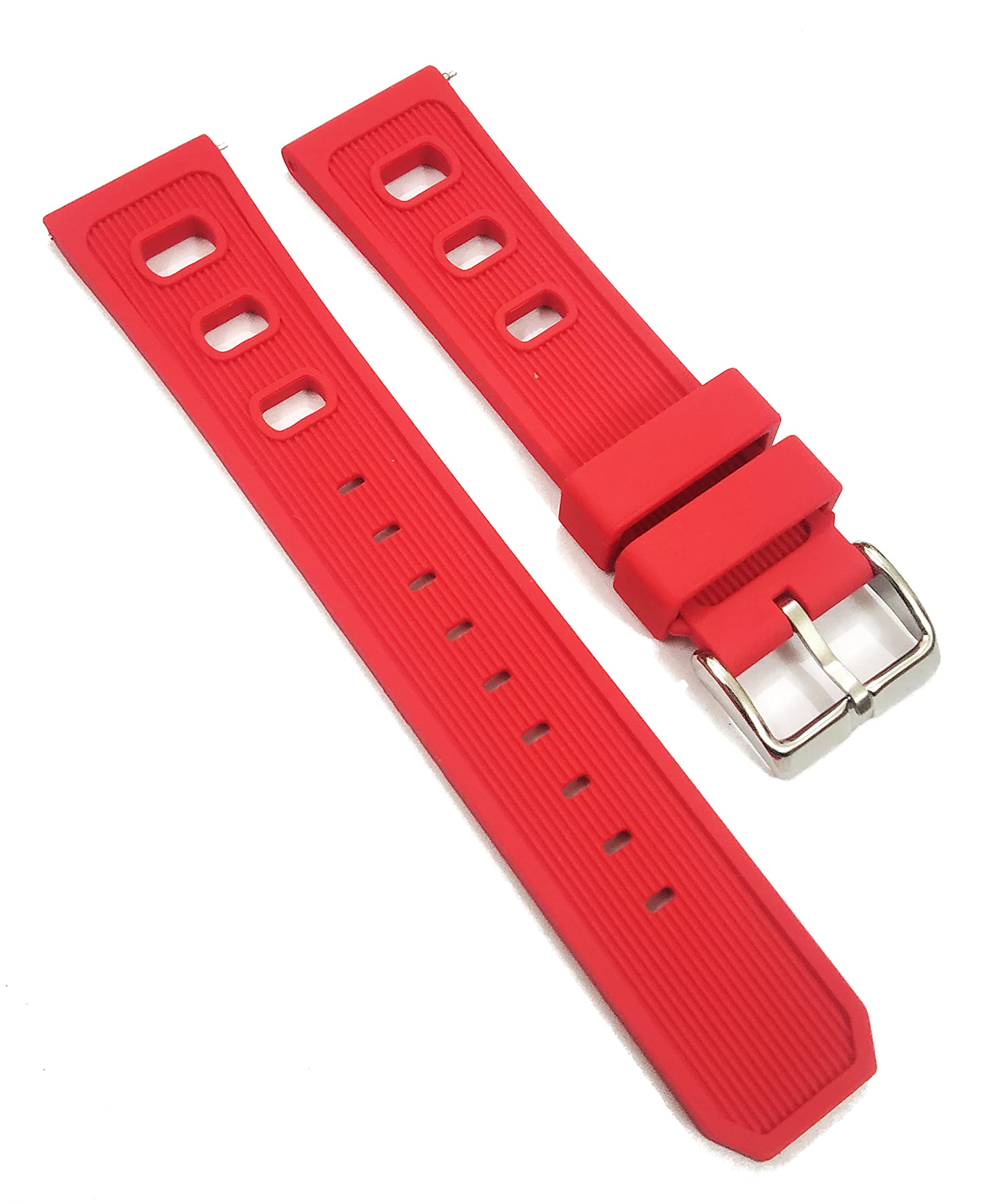 ewatchaccessories22mm Silicone Rubber Watch Band Strap Fits PRS 516 RACING Red Pin Buckle