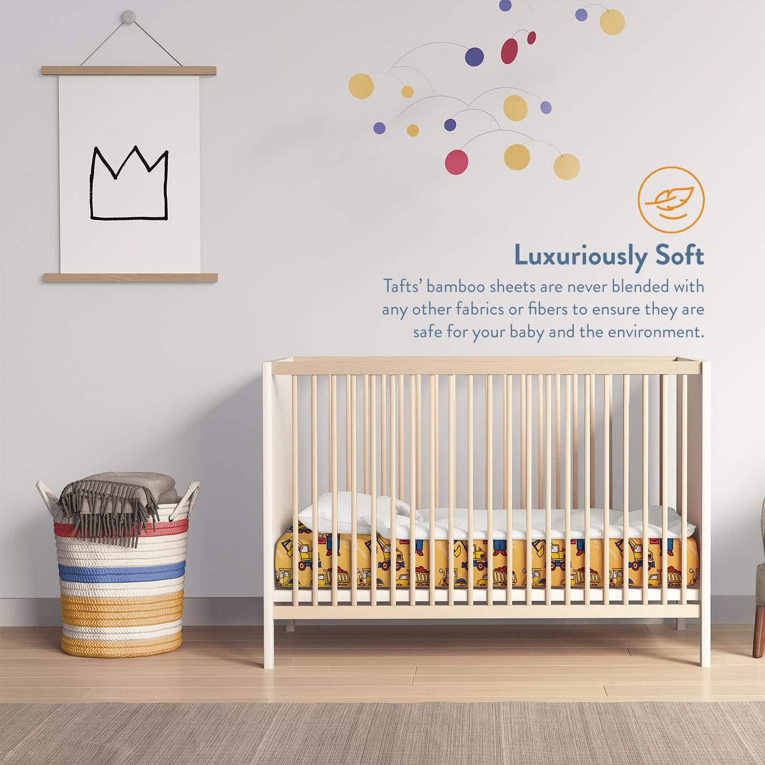 TAFTS 100% Viscose derived from Bamboo Fitted Crib Sheets, Girls, Boys & Unisex, 8 Inch Deep Pocket, Standard Crib & Toddler Mattress, Cooling, Soft, 360 Elastic, Lifetime Quality (28 x 52 Construct)