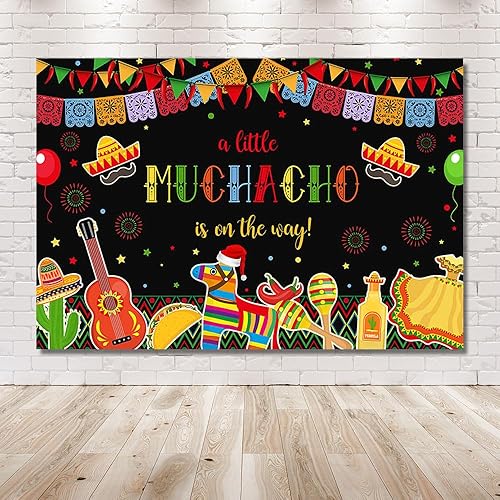 Miniatura 6 de MEHOFOND Fondo de fiesta para baby shower mexicano Un pequeño Muchacho está en el camino Cactus Cinco Mayo Taco Fotografía Fondo de Feliz Cumpleaños