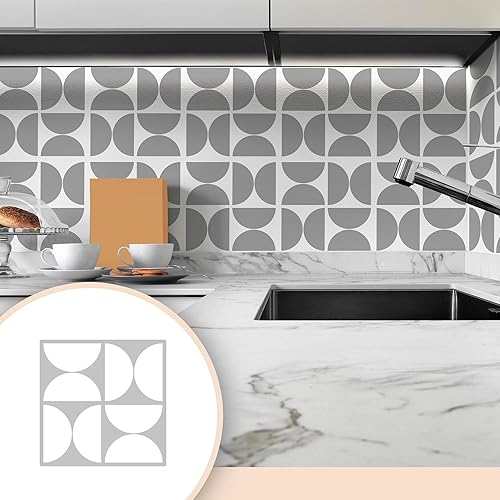 Miniatura 3 de Juego de 3 plantillas de azulejos (12 x 12 pulgadas), patrón geométrico, plantillas reutilizables para pisos, paredes, azulejos, muebles, proyectos