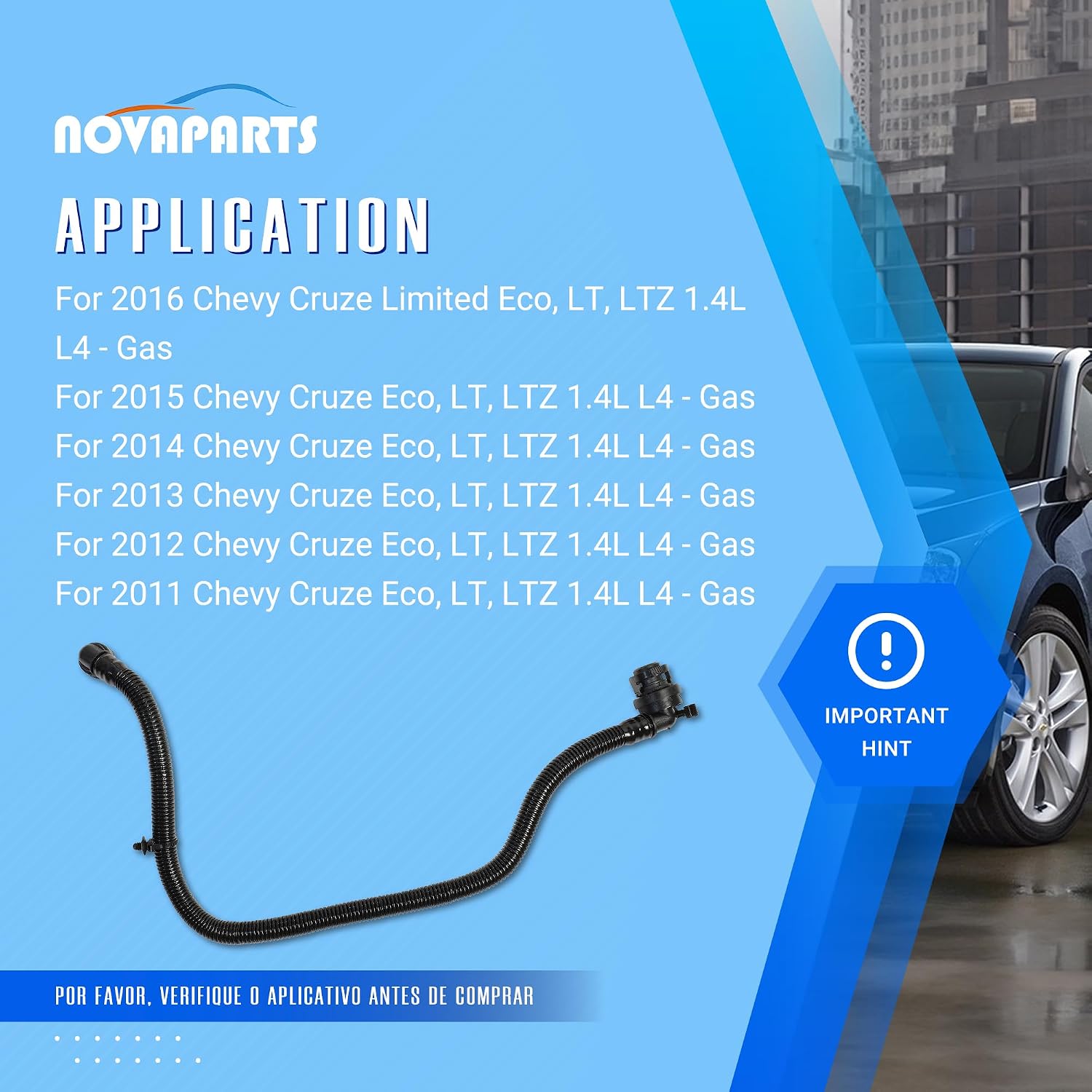 NOVAPARTS 25193343 Positive Crank Ventilation (PCV) Pipe for 2011-2016 Chevy Cruze 1.4L L4 Replaces # 46829 55568267