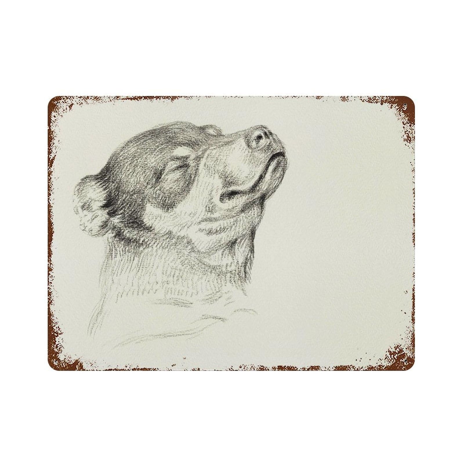 xiaoxiaoshen Dog Rustic Sketch Farmhouse Vintage Work Able Wall Decor Art Metal Tin Poster Modern Home Decor Art Home Bar Shop Decorations Vintage Sign 30x40cm
