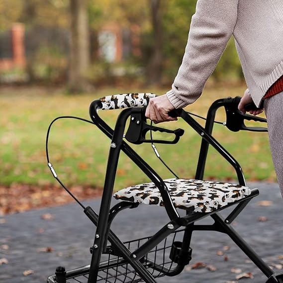 LedBack Rollator Accessories for Walkers for Seniors Dachshund Dog Walker Seat Cover Rollator Walker Seat and Backrest Rollbar Cover Set Paw Print