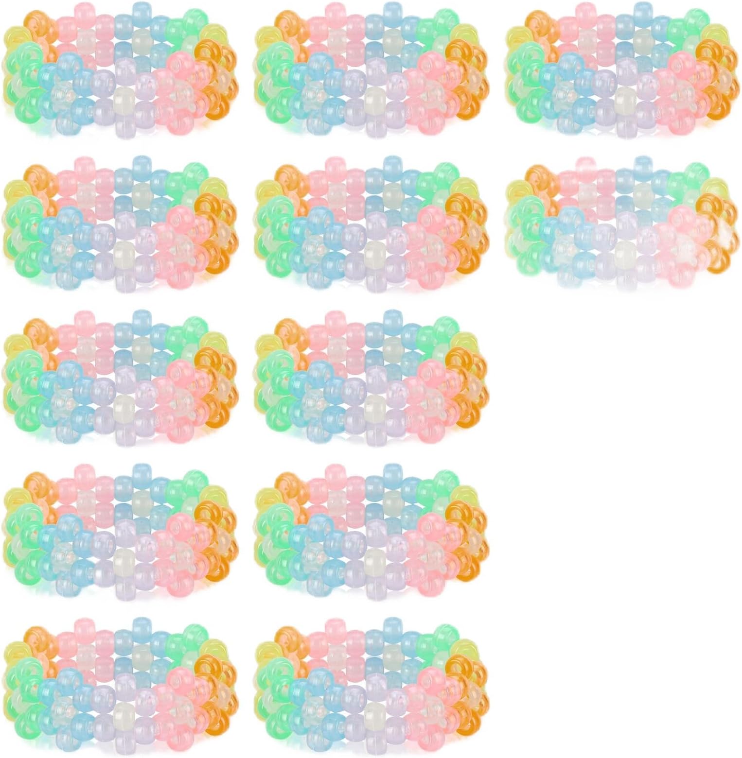 Flower Rave Kandi Bracelets Stretch Rave Candy Bracelets Multi Color Beaded Flower Kandi Cuff Rave Accessories Jewelry Music Party Favor for Women Friends EDM Party Music Festival