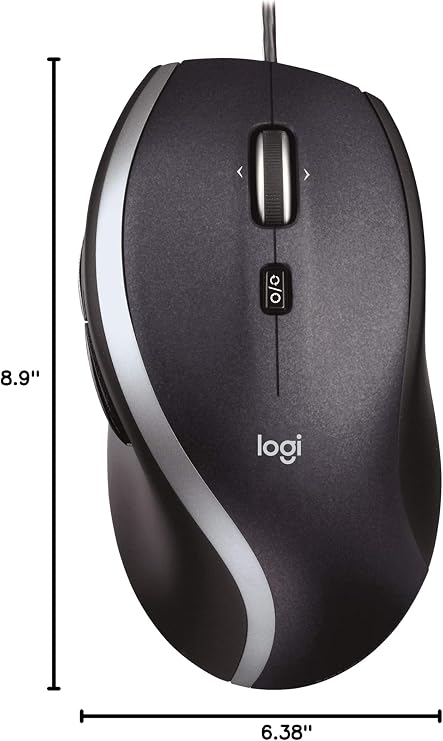 Logitech M500 Corded Mouse Wired USB Mouse for Computers and Laptops, with Hyper-Fast Scrolling, Dark Gray
