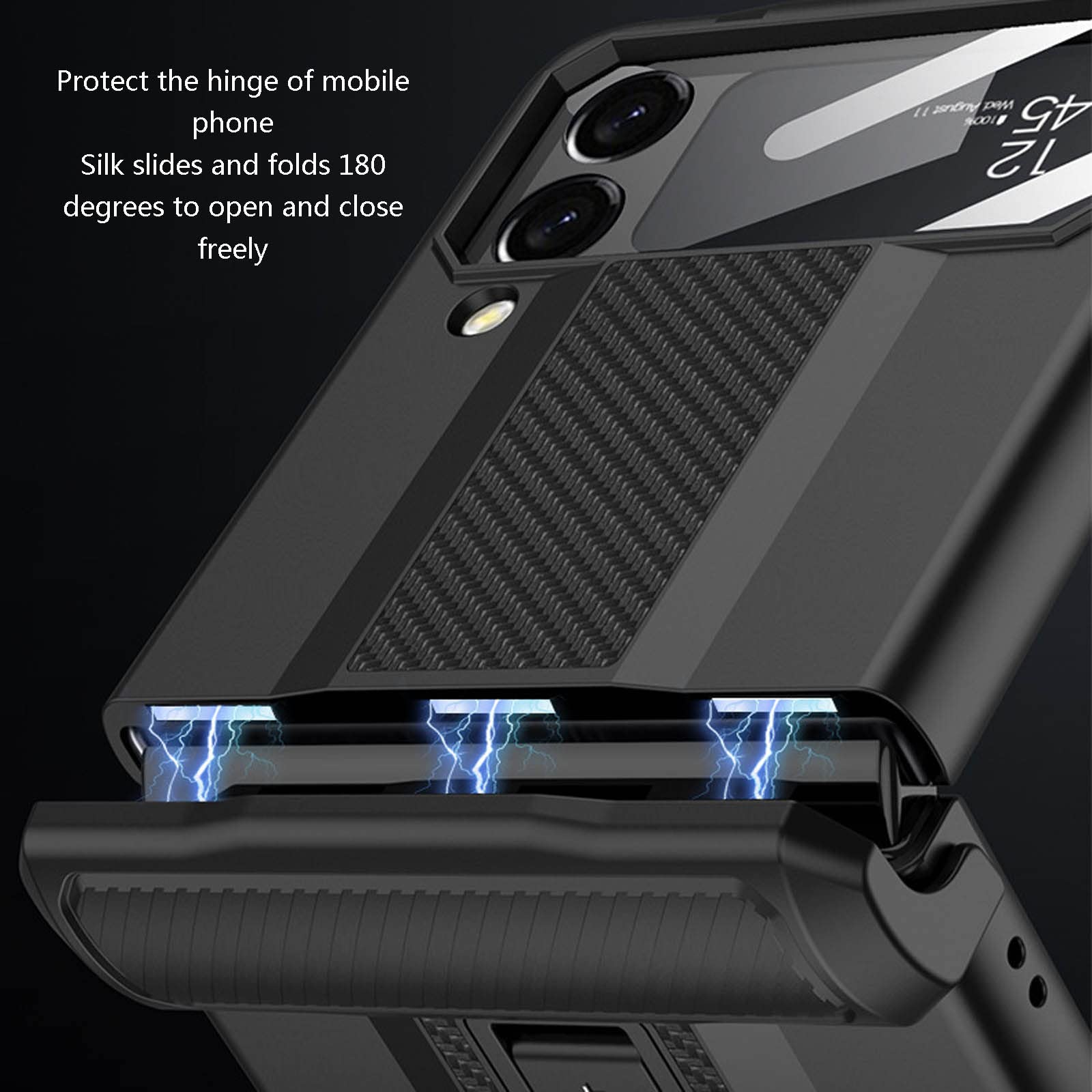 Etui do Samsung Galaxy Z Flip 4, ochrona zawiasów, wytrzymałe etui pancerne z ochroną aparatu i podpórką, odporne na wstrząsy, odporne na zarysowania, czarne