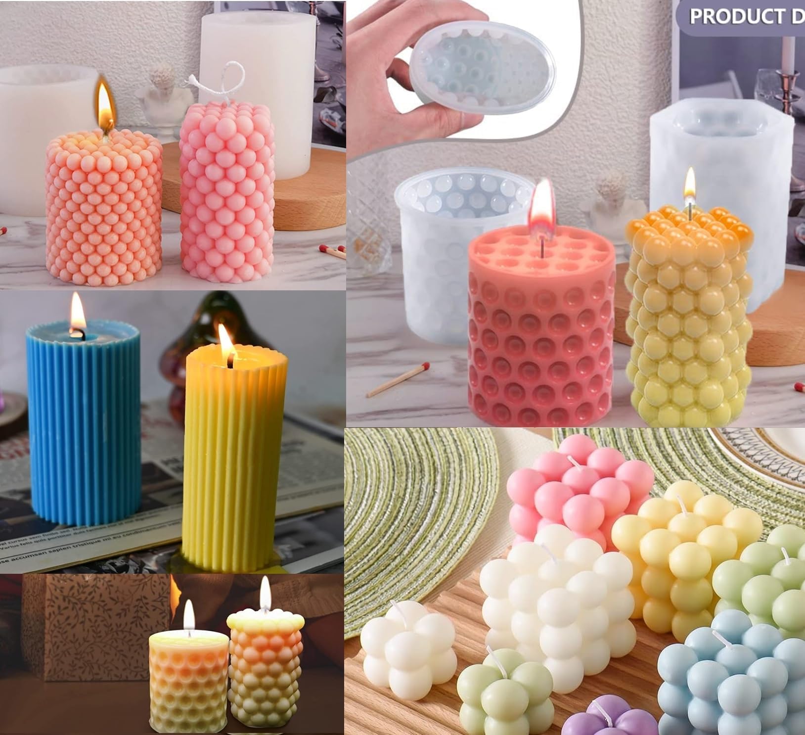2025 Kerzenformen zum Gießen Kerzen Selber Machen set Kerzen Form Silikon Bubble Kerzen Formen Silikonform Kerzen Selber Machen set für DIY Aromatherapie Kerzen Herstellung qipao 6 9.15