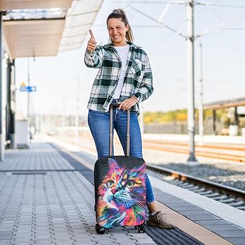Chostky Bagagehoes, krasbestendige kofferbescherming, elastisch, wasbaar en rekbaar, geteste reisaccessoires, voor 45-50 cm bagage, maat S, Kleur: zwart/bruin, Niet van toepassing