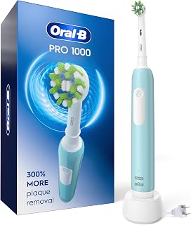 Oral-B Pro 1000 CrossAction Rechargeable Electric Toothbrush with Pressure Sensor - Deep Clean Green