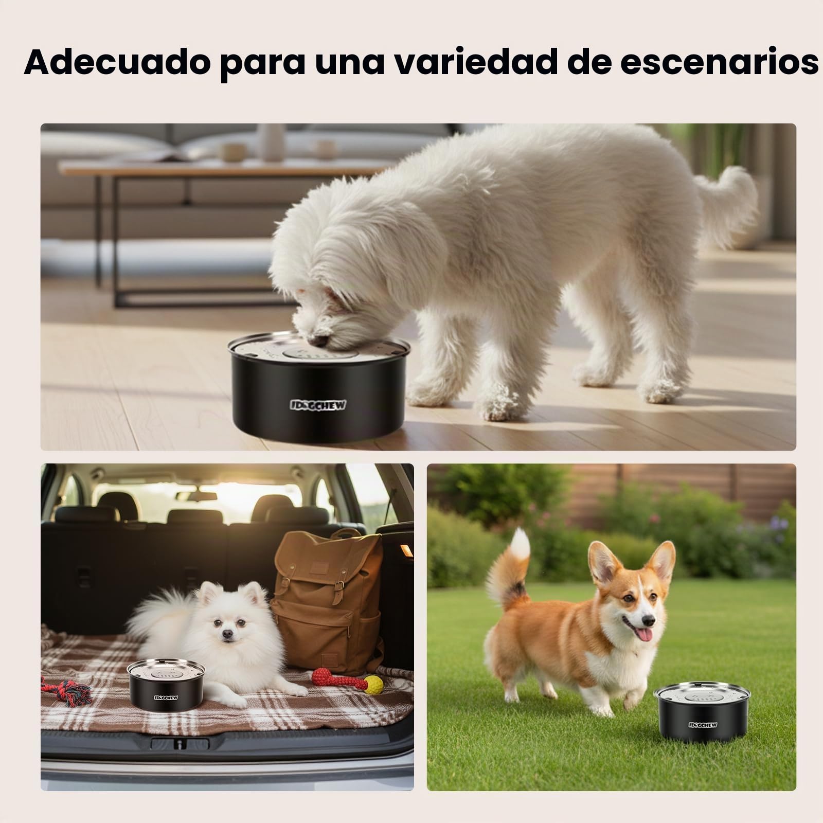 Bebedero Flotante para Perros de Acero Inoxidable – Cuenco Antigoteo con Bandeja Cerrada, Agua Limpia sin Salpicaduras, Base Antideslizante, 1L / 3L