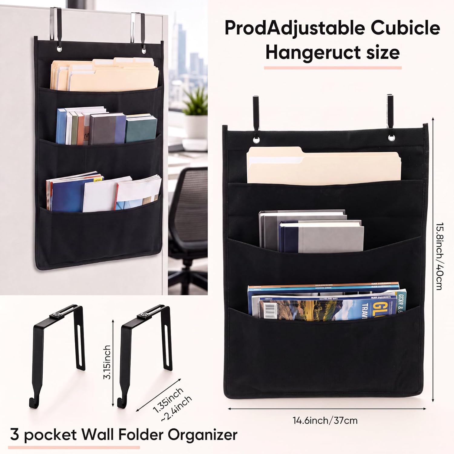 59 Pcs Cubicle Accessories for Work Organizer Kit, Black image 4