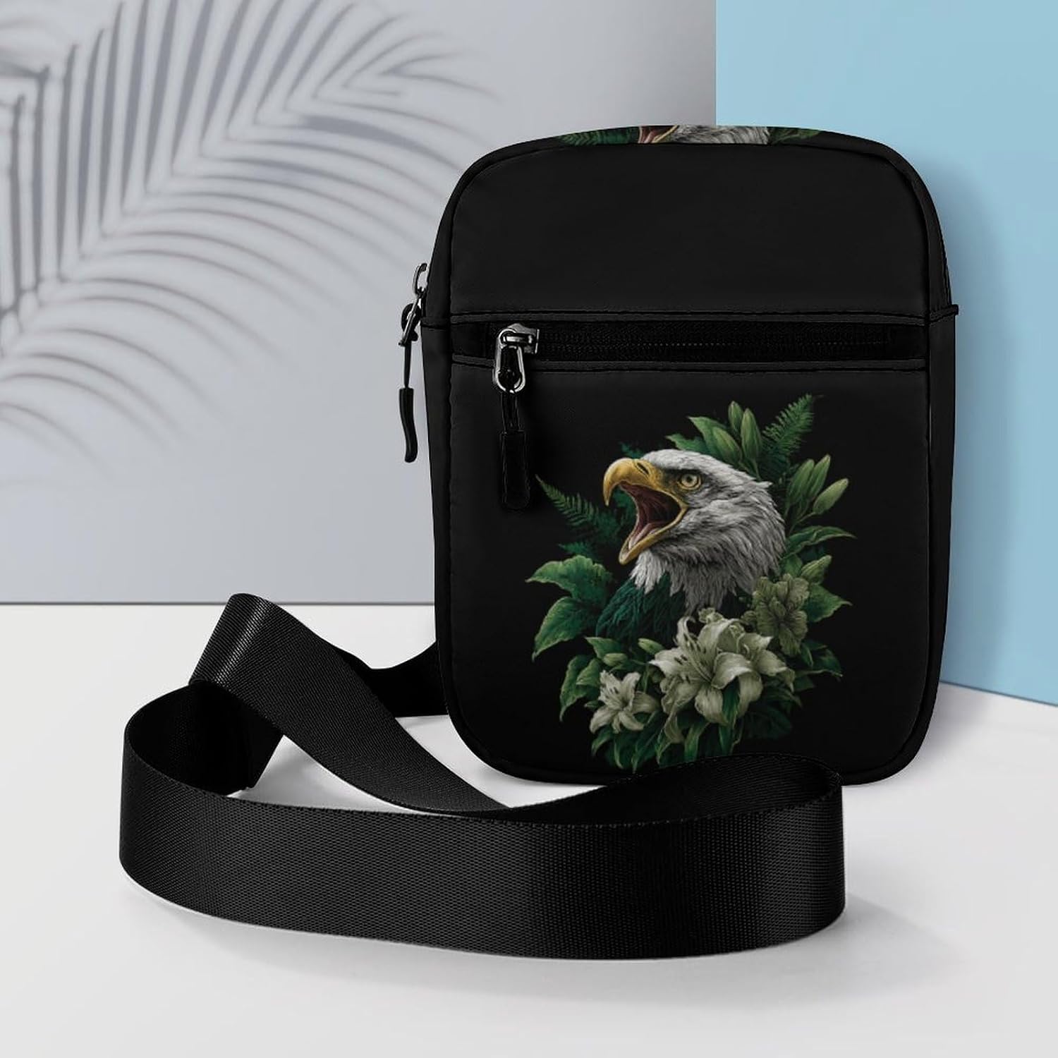 Roaring Eagle1 Green Lily Flowers Small Crossbody Bag Sling Shoulder Satchel