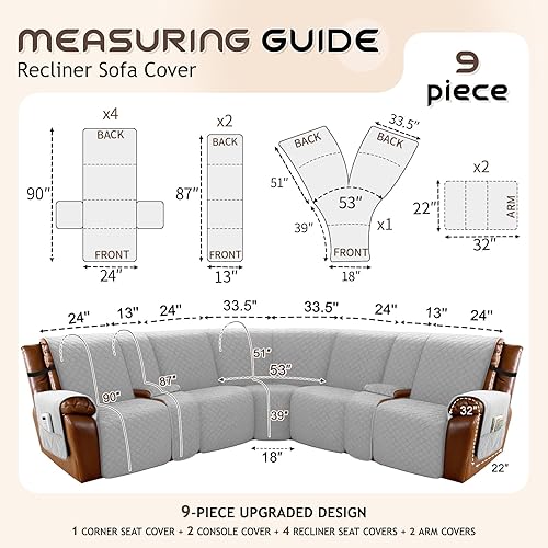 Miniatura 5 de Arfntevss Funda reclinable reclinable para sofá seccional, fundas para sofá