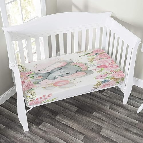 Miniatura 2 de Sábana decorativa para cuna, sábana bajera ajustable de microfibra para cuna para bebés y niños pequeños, 28 x 52 x 8 pulgadas, juego de sábanas