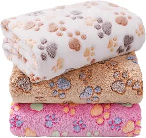 LINENLUX Dog Blankets 3-Pack, Super Soft Fluffy Fleece Pet Throw