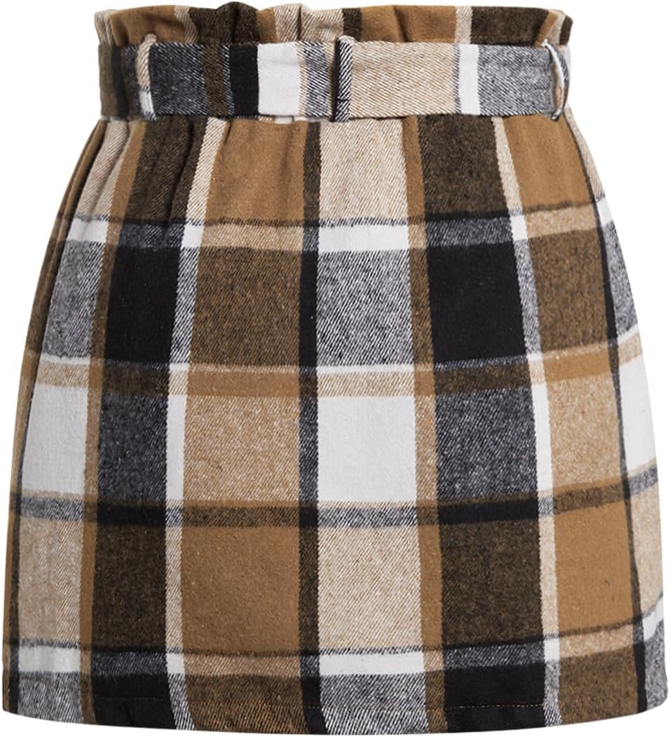 SweatyRocks Women's Plus Size Mini Skirt Plaid Flannel Short Skirts Going Out Outfits for Curvy Women - Image 7