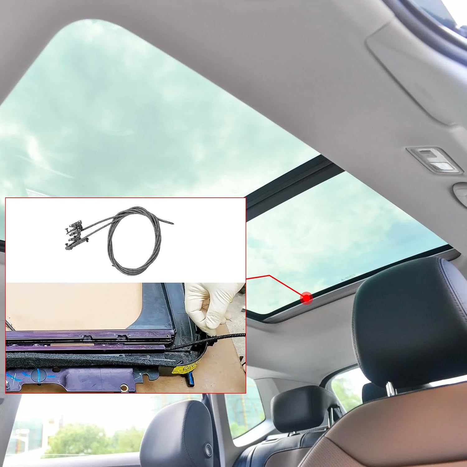 Sunroof Glass Cable for Ford F150 F250 F350 F450, Lincoln Navigator, Replaces FL3Z16502C22 Crew Cab Sunroof Glass Cables sunroof Repair kit