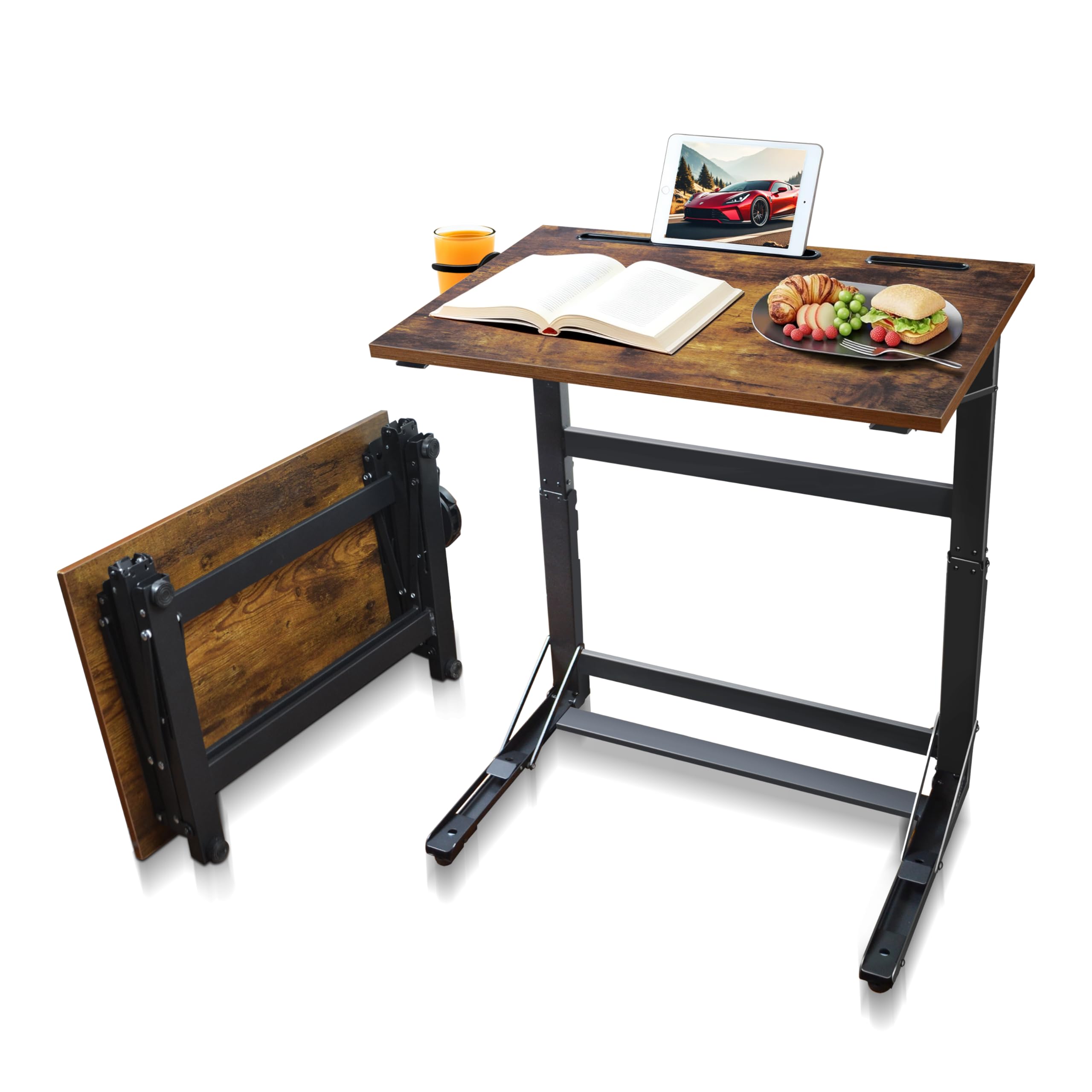 Photo 1 of ***FACTORY SEALED - OPENED FOR INSPECTION***YIBOLIN'S Couch Table Tray - Foldable TV Dinner Tray Table with No Assembly, Large Surface Laptop Stand for Couch, C-Shaped Bed Tray, Sturdy Slide-Under Sofa Table (16" Extra Wide)