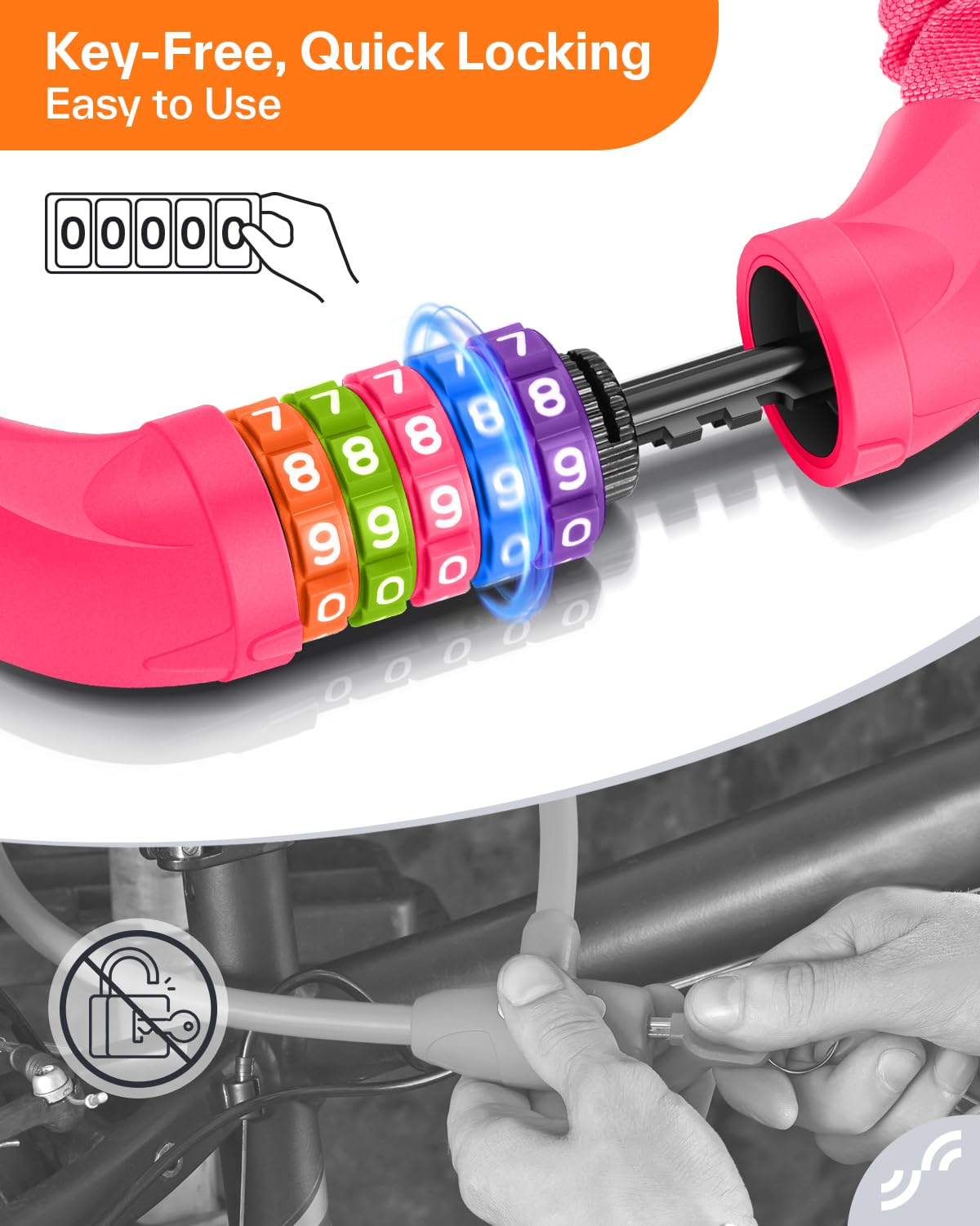 Sportneer High Security Chain Lock - 5-Digit Combination, Anti-Theft for Bicycle Motorcycle, Scooter, Door - Image 2