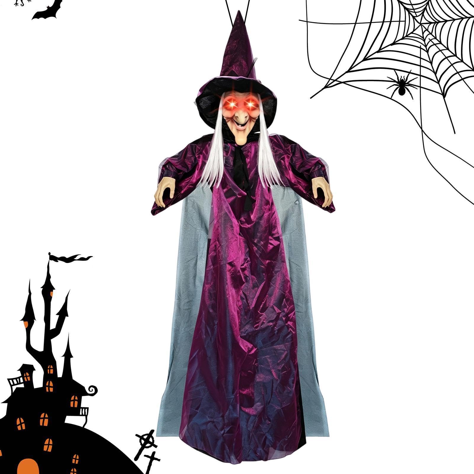 Decorazioni Halloween Outdoor Decorazione da Appendere Halloween Spaventosa | Parlante da Giardino con Occhi Luminosi per Arredare Giardino Portico Terrazza Festa a Tema Horror
