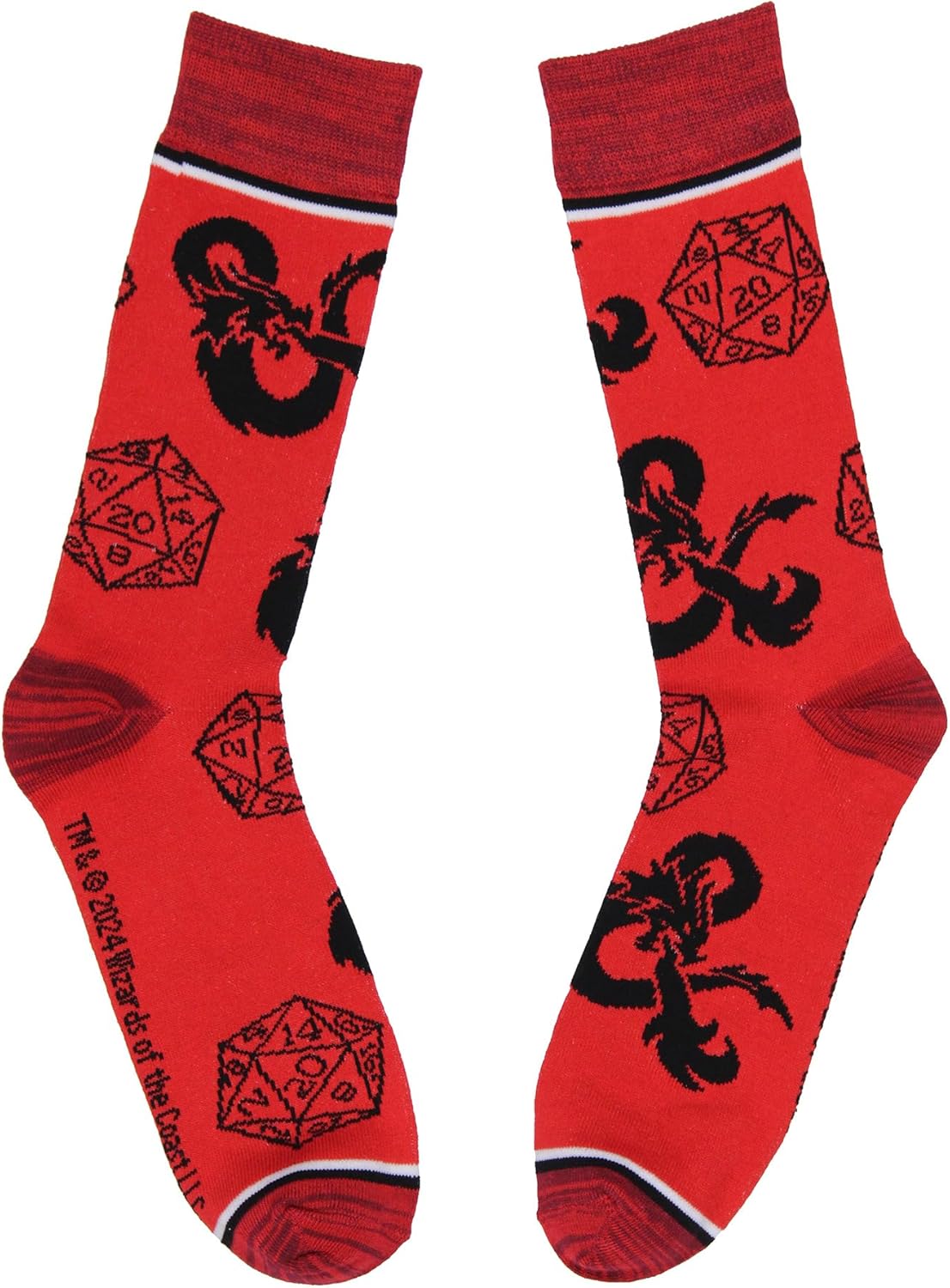 Bioworld Dungeons and Dragons Socks Men's 2 Pack Dice And Dragon Design Crew Sock - Image 4