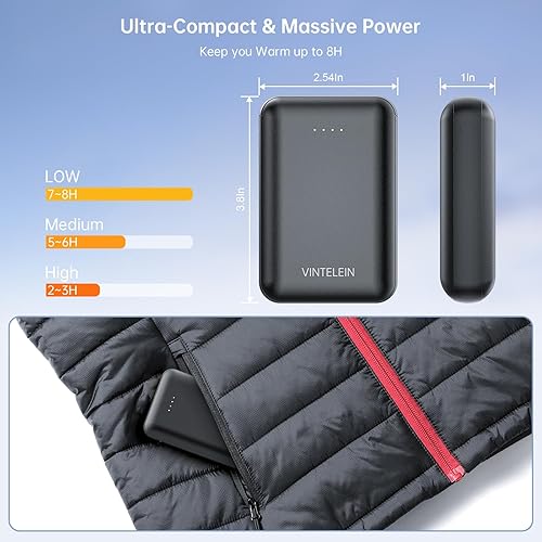 Miniatura 4 de Chaleco calefactable de 7.4 V 5 V, batería de 10000 mAh  Banco de energía recargable para ORORO, Arris, DR.Prepare, KOVNLO, TIDEWE y otros chalecos