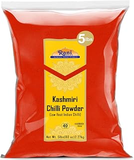 Rani Kashmiri Chilli Powder (Deggi Mirch, Low Heat) Ground Indian Spice 80oz (5lbs) 2.27kg Bulk ~ All Natural | Salt-Free | Vegan | No Colors | Gluten Friendly | NON-GMO | Kosher | Indian Origin