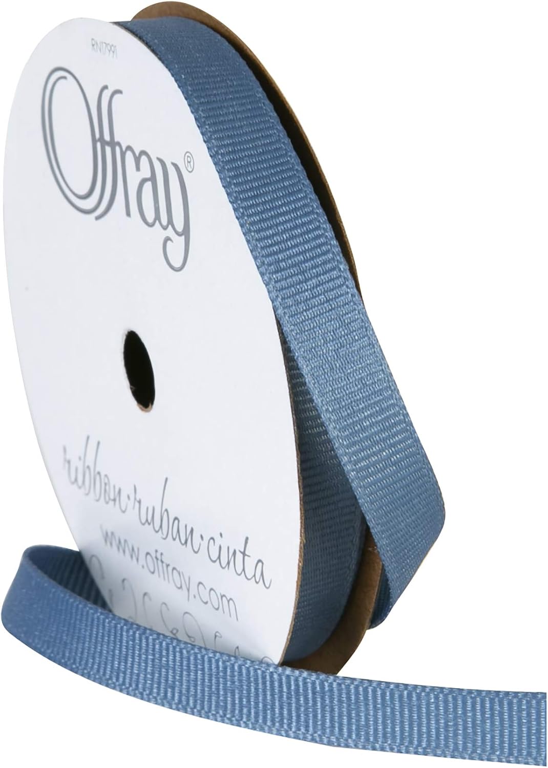 Offray Grosgrain Craft Ribbon, 3/8-Inch x 18-Feet, Antique Blue