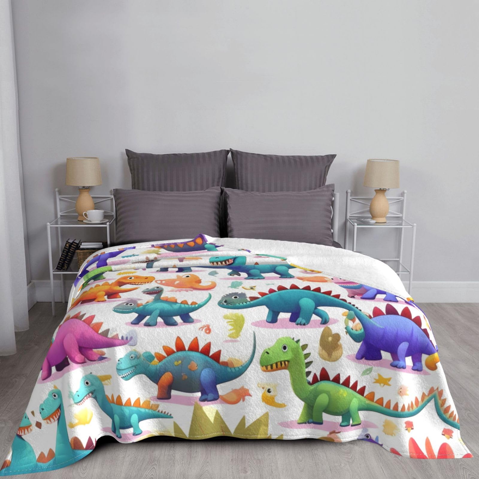 Coperta Morbida Con Dinosauro 200x150 Cm – Flanella Colorata Per Divano E Cameretta, Regalo Per Bambini